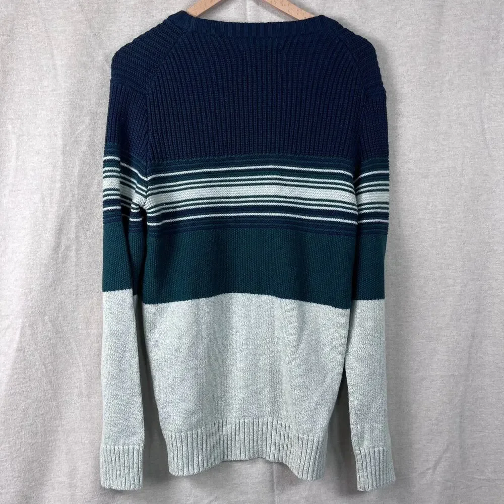 Vintage 90s American Eagle Mens Sweater Small Ribbed Knit Striped Wool Blend Y2K